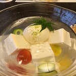 Gion Uemori - からし豆腐と絹豆腐の冷や奴