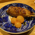 Yakitori Ogawa - つくね、ホロホロ鶏の未成熟卵の塩漬け