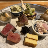 浅草じゅうろく - 八寸。この中ではカマスの押しずしが特に。