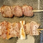 明松 - 串焼き 各¥180＊ぶた串＊はつ串