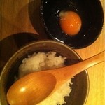 馬場六区 - TKG：米が冷めてる、ちょこちょこ塊がある？こうすると美味しくなるのかね？