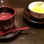 面 - 白玉いりおしるこつきー！！パイナップルも選べるみたい。