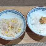 輪久 - 【ご飯】
      とうもろこしと新蓮根の炊き込みご飯
      三種の薬味味噌ご飯
      お味噌汁
      ✿ご飯おかわり自由で嬉しい٩(๑❛ᴗ❛๑)۶♥
      