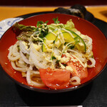 Sushidokoro Otowa - 海鮮ちらしとうな玉子巻きセット(1,500円)
                      冷サラダうどん･デザート付き