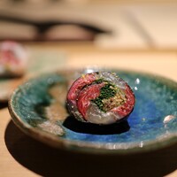 きたん 韻 - 巻物。宮崎牛のランプに、明石の天然の真鯛と長崎のクエ