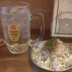 大衆酒場コグマヤ - 角ハイとお通し（キャベツは池袋コグマヤと同じ）