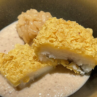 鮨まつもと - 鱧の東寺揚げ・ポルチーニのソース