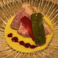 鮨まつもと - 鴨ロース・万願寺唐辛子・ゴールドラッシュのソース
