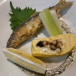 小料理 椿 - あゆとう巻きとセロリ