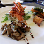 ARIZONO - 前菜（スモークサーモン、きのこ炒め、ローズマリーとかぼちゃのオーブン焼き）