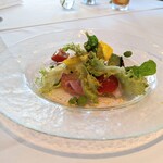 クラリタ ダ マリッティマ - 長井産 石鯛のカルパッチョ からすみ添え