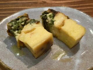 パドルケ！ - エダム・チーズとラクレット・チーズのケーク・サレ 春菊と奈良漬けを練り込んで