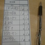 Sushi Douraku - 自己記入注文方式　書いたら板さんに渡します