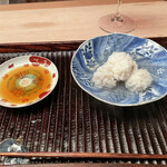 緒方 - 鱧しゃぶ、酢醤油と山椒オイル