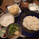 白熊 - 冷し味噌とろろうどん＋小海老のかき揚げセット