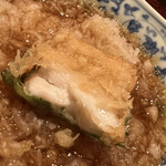 成生 - 太刀魚のドアップ。天つゆに直接乗っけます