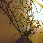 岩さき - アンティーク常滑焼に生けられて季節の先取りです。