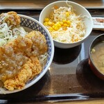 Yoshinoya - ねぎ塩から揚げ丼セット（大盛）