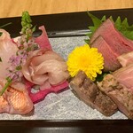 和酒とアテ 酒家 ハル。 - 肉・魚六点盛り