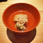 とり茶太郎 - 名古屋コーチンの胸肉と白なすの揚げ出汁