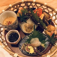 喜心 - ランチの竹籠盛りです。