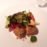 リストランテ ラストリカート - 牛蒡を纏った鶏白レバーのパテ