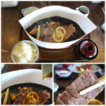 Nagasaki Oranda Kohikan - ◆檸檬ステーキ御膳（2,090円：税込）を。 熱々でシートで覆って出されます。添えられたソースは少し甘め。