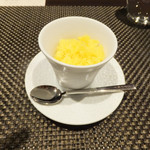 レストラン ラ・フロレゾン・ドゥ・タケウチ - デザート一皿目は「マンダリンのコンポートとグラニテ」