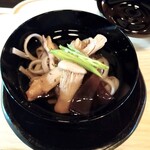 湖香六根 - 手打ちうどん　3種茸　麹オイル