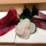 築地寿司清 - マグロの赤身、〆さば、生タコ、さよりのお刺身