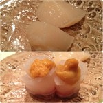 鮨　無双 - (上)ホタテ(下)そいのうに巻☆
                                
                                このそいが最高♡