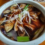 瀧不動生蕎麦 - かも汁板そば（つけ汁）