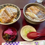 大村庵 - 丼定食(カツ丼＋キツネそば)