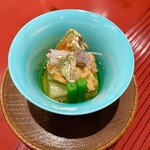おおたに - 雲丹と焼茄子のゼリー寄せ・金箔をのせて