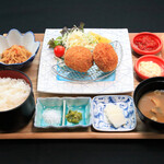 Kome no Musumebuta minced meat cutlet set meal