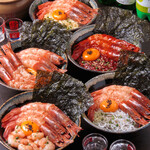 Boiled shrimp ganjang sew bowl with green onion and salt 1,100 yen each