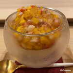 御料理 寺沢 - 完熟マンゴーと苺､ブルーチーズのブランマンジェ