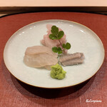 御料理 寺沢 - 眞子鰈と眞子鰈の縁側と油目の造り