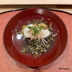 御料理 寺沢 - 幸神目抜と焼茄子､蓴菜と生木耳