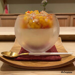 御料理 寺沢 - 完熟マンゴーと苺､ブルーチーズのブランマンジェ