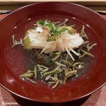 御料理 寺沢 - 幸神目抜と焼茄子､蓴菜と生木耳