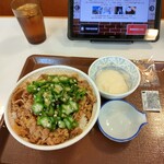 Sukiya - かつぶしオクラ牛丼大盛¥700＆山かけ¥150