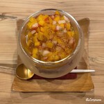 御料理 寺沢 - 完熟マンゴーと苺､ブルーチーズのブランマンジェ