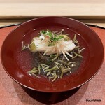 御料理 寺沢 - 幸神目抜と焼茄子､蓴菜と生木耳