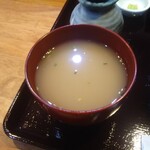 そば処 一鬼 - 味噌汁に見えるけど、つけ汁＋蕎麦湯