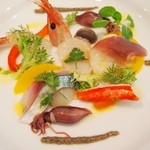 レストラン 拓 - 野菜と海の幸のマリネ