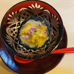 鮨 大門 - 白エビと雲丹　ジュレソース