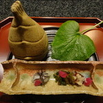 天雅 - さより昆布〆　塩昆布　うど　まぐろ　辛味大根　花山葵　真鯛　筍