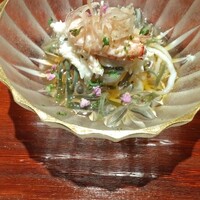 割烹 隆 - 鱧のそうめん風　ジュンサイ と 毛蟹