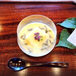 京都和久傳 - とうもろこしのすり流しと胡麻豆腐